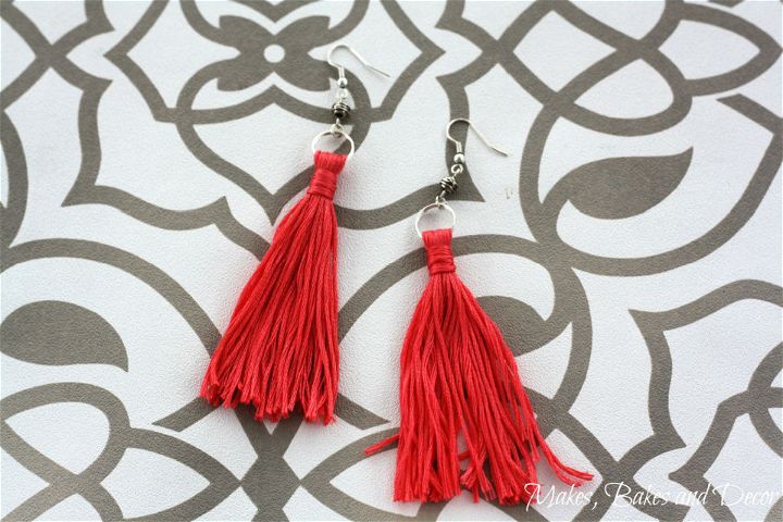 Simple DIY Red Tassel Earrings