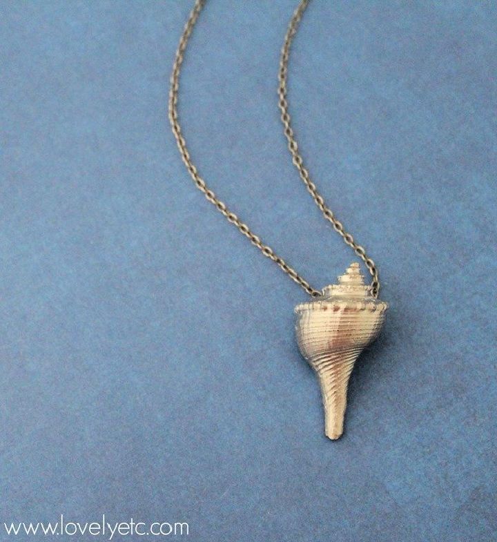 Simple DIY Silver Leaf Seashell Necklace