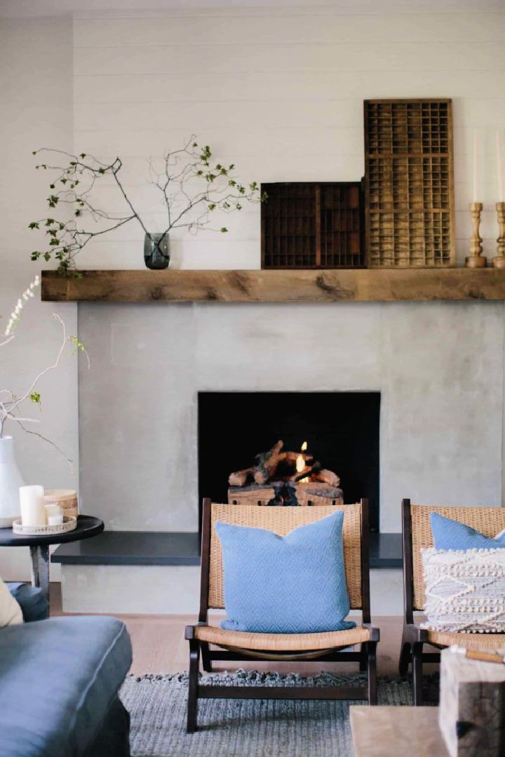 Update an Old Brick Fireplace by Using Cement