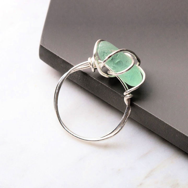 Wire Wrapped Sea Glass Ring