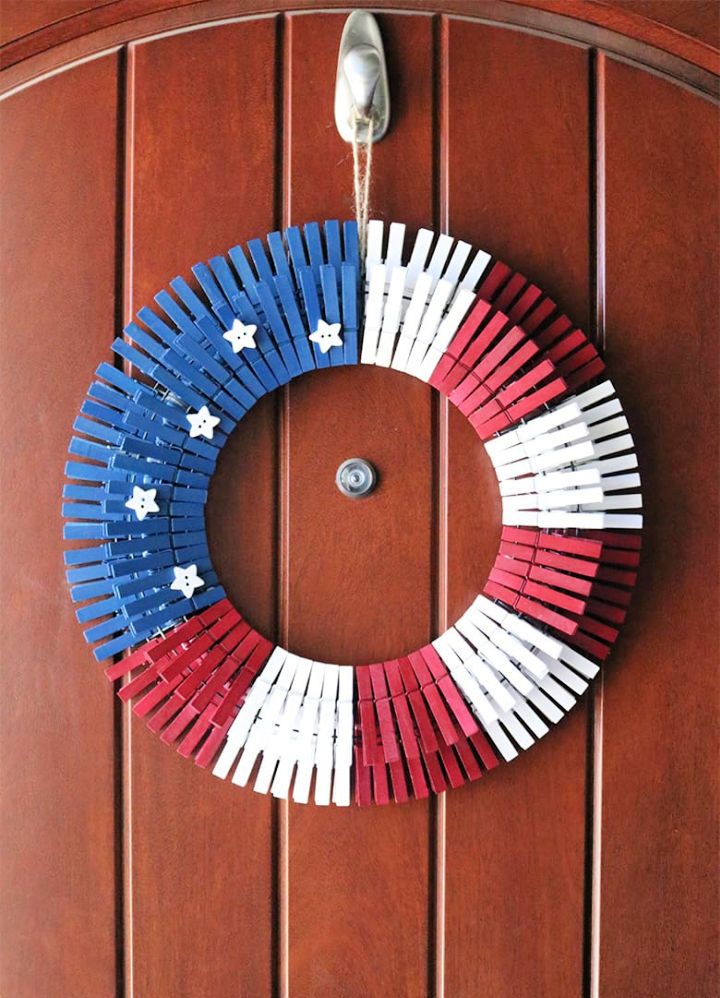 4th of July Clothespin Wreath Step-by-Step Instructions