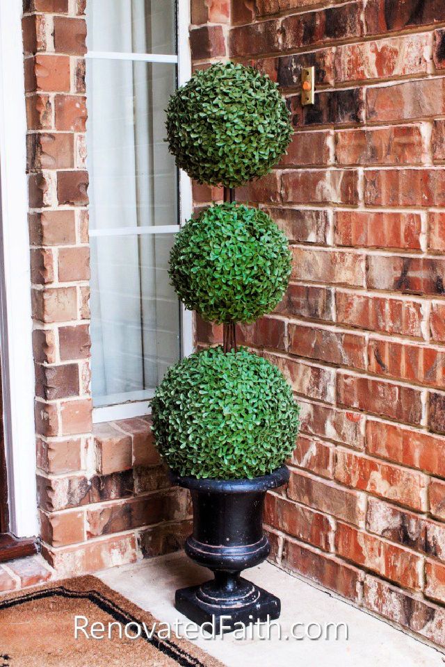 Artificial Topiary Tree Decorating Idea