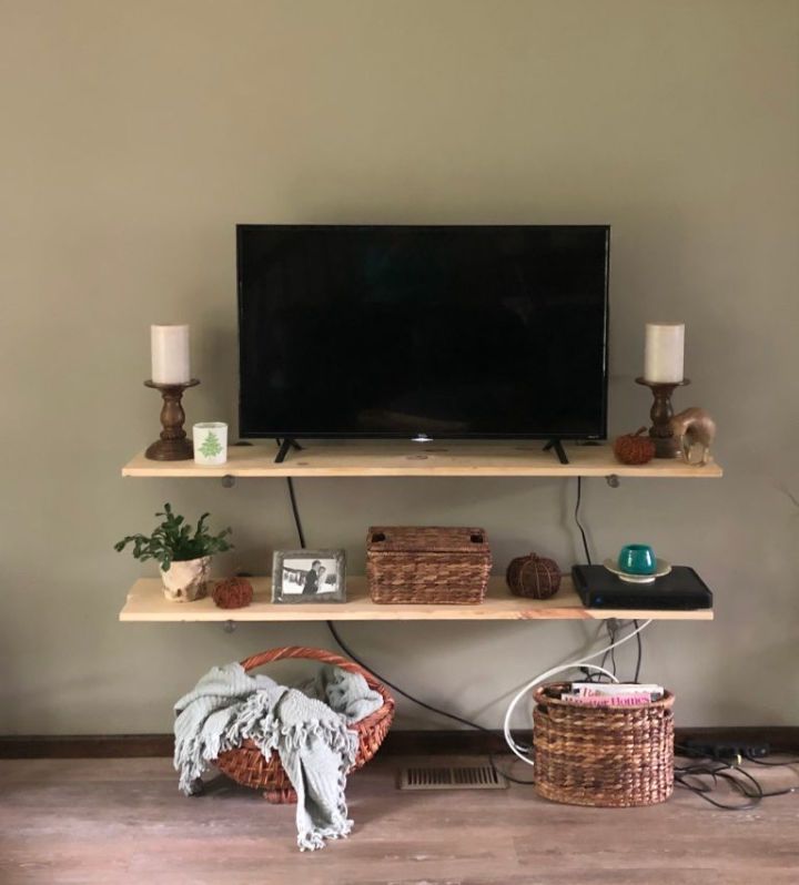 DIY Large Floating Shelves as a TV Stand