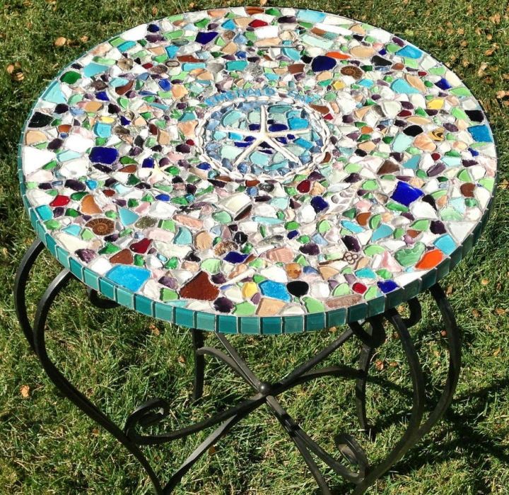 DIY Sea Glass Mosaic Tabletop