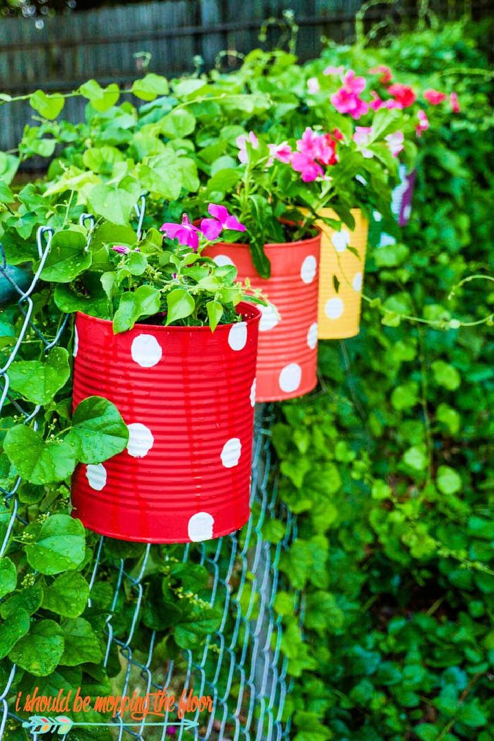 DIY Tin Can Fence Flower Garden