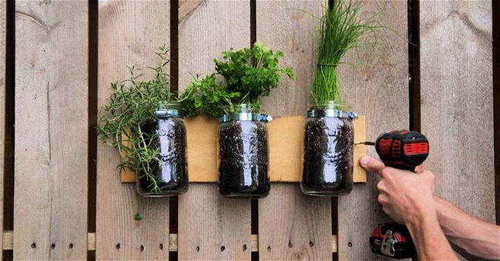 DIY Mason Jar Herb Planter for Fence