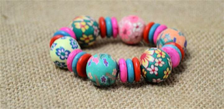 DIY Stretch Bracelet With Multi Colored Polymer Clay Beads