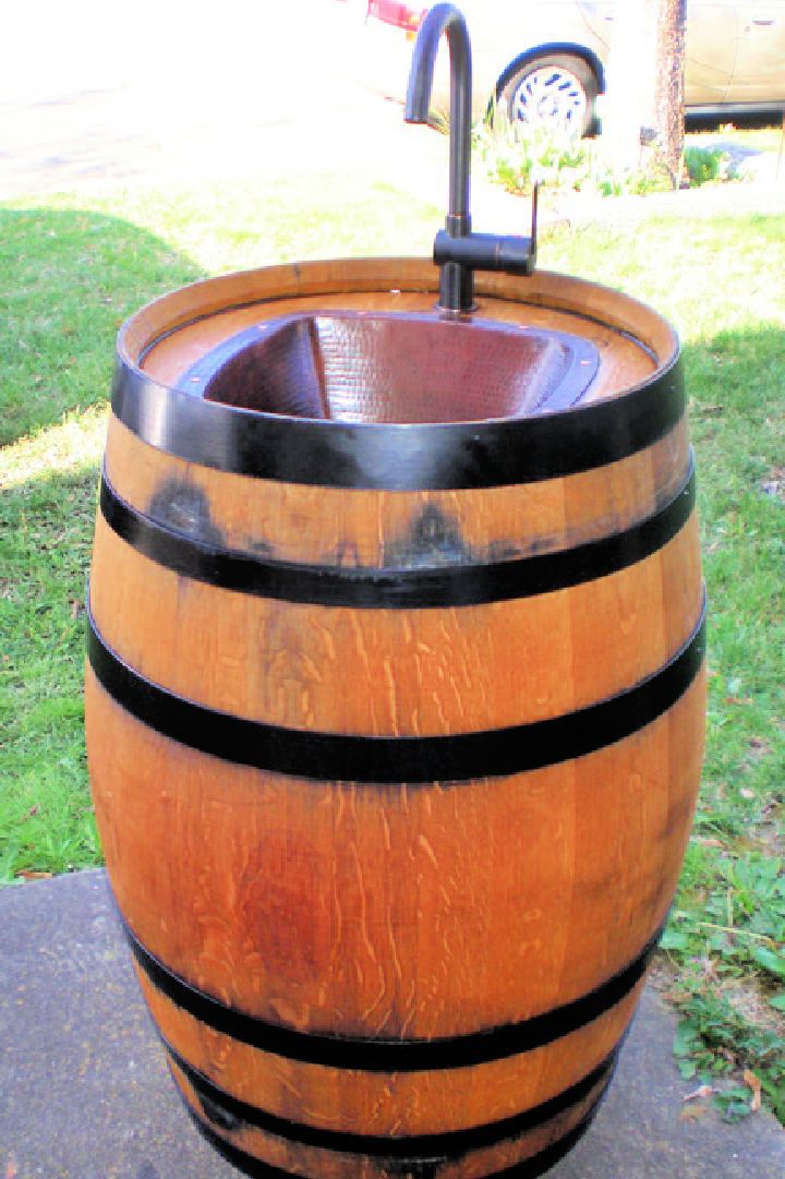 How to Turn a Wine Barrel Into an Outdoor Sink