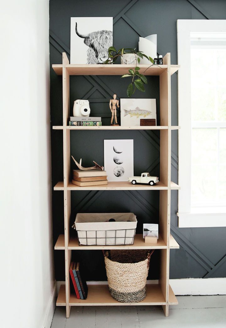 Modern DIY Plywood Shelf for Books