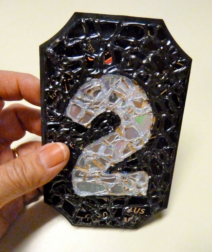 Recycled CD Mosaic House Number Plaque