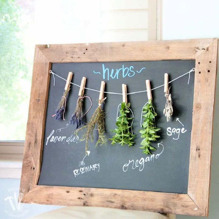 Rustic DIY Chalkboard Herb Drying Rack