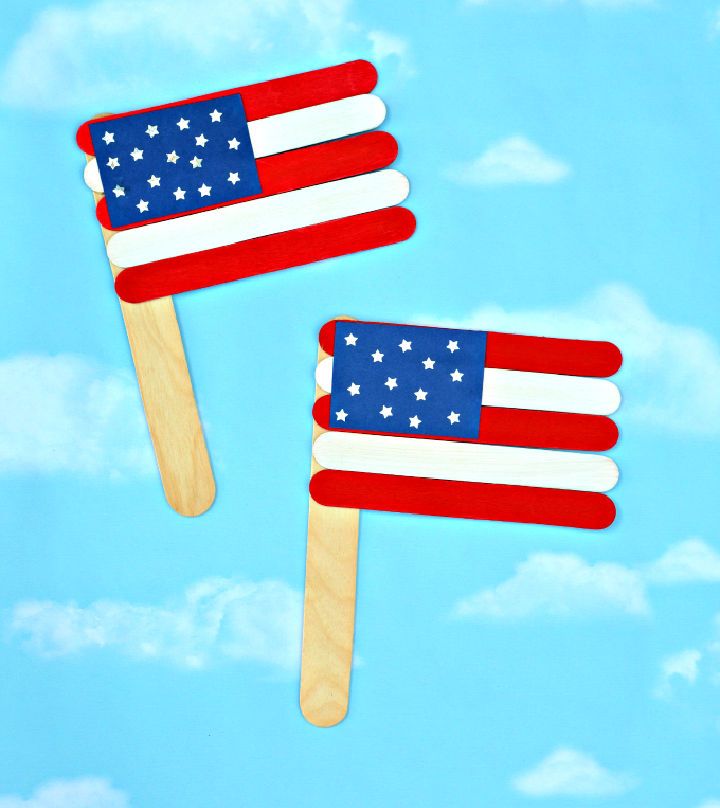 American Flag Craft Using Sticks