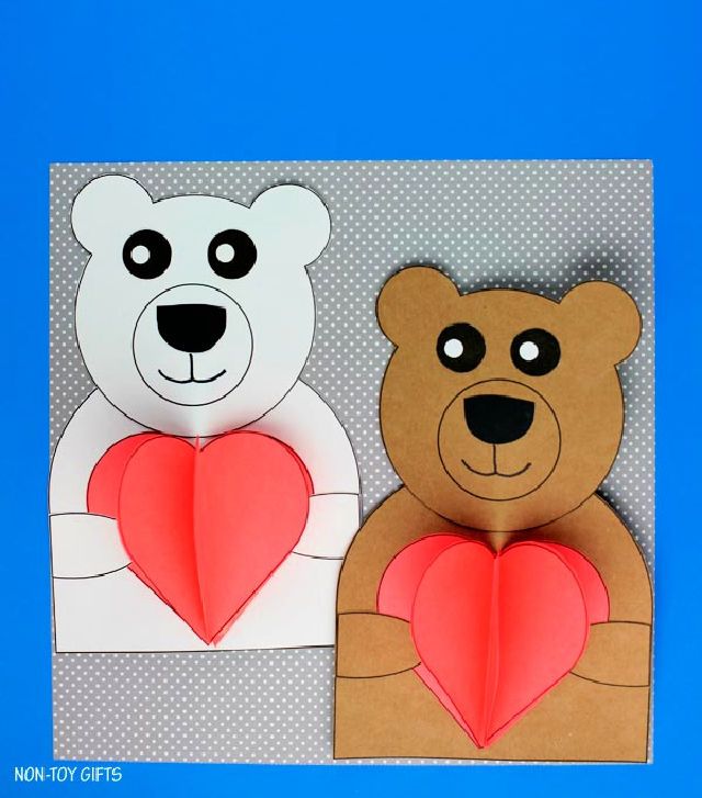 Beautiful 3D Heart Bear Craft for Kids