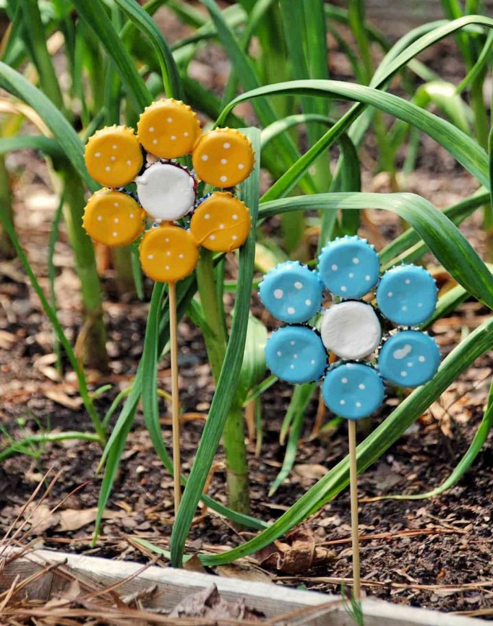 Bottle Cap Flowers Idea for Earth Day Craft