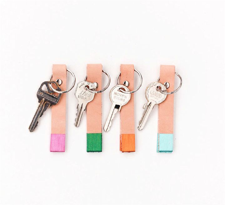 Color Blocked Leather Keychains