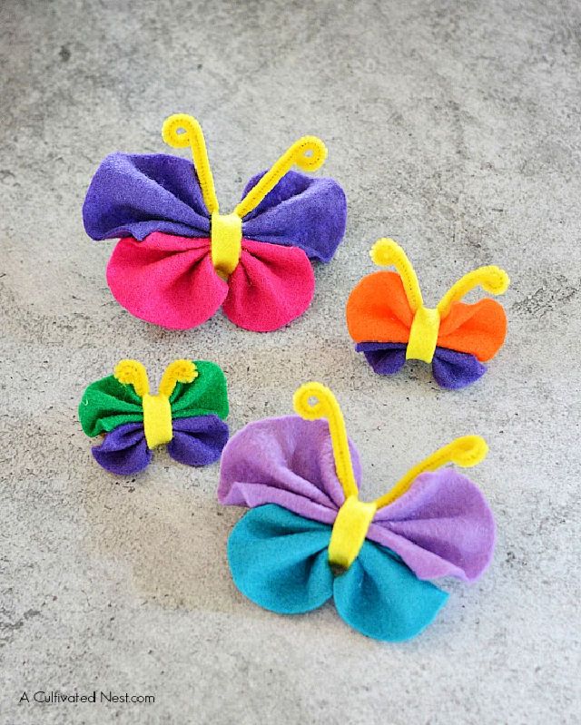 Colorful No Sew Felt Butterfly Hand Craft