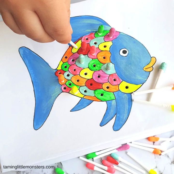 Colorful Rainbow Fish Fine Motor Activity for Summer