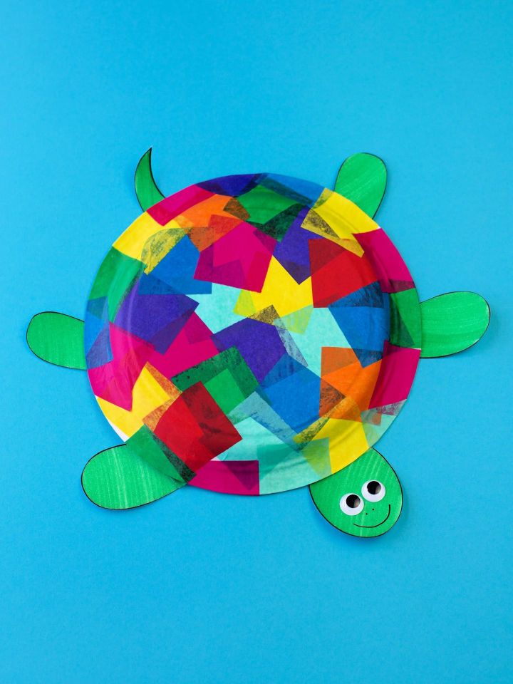 Colorful Tissue Paper and Paper Plate Animal Craft