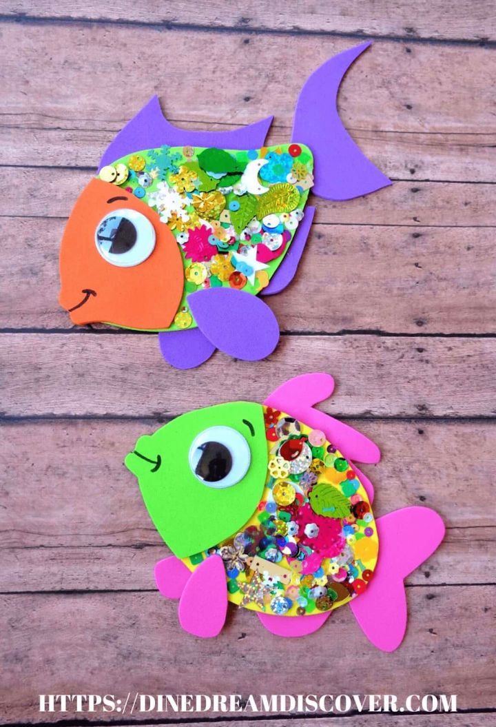 Confetti Covered Rainbow Fish Art and Craft