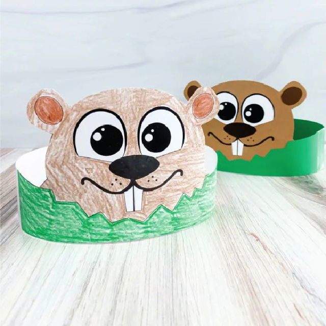 Construction Paper Groundhog Headband Craft