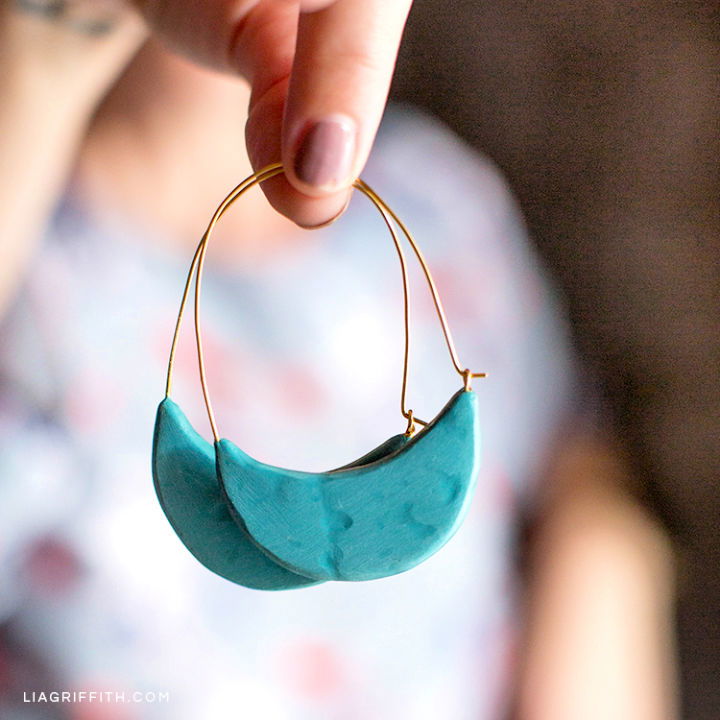 Cool DIY Clay Crescent Hoop Earrings