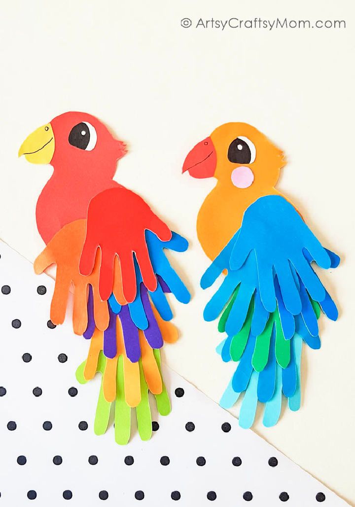 Creative Colorful Handprint Parrot Craft