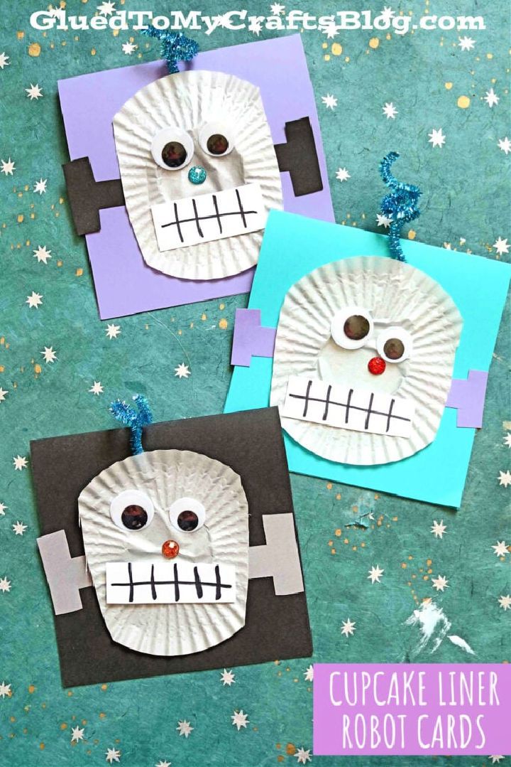 Cupcake Liner Robot Cards Art Projects
