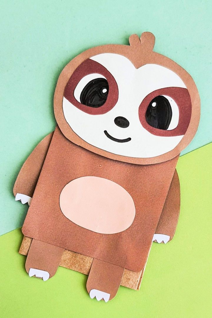 Cute Paper Bag Sloth With Craft Template
