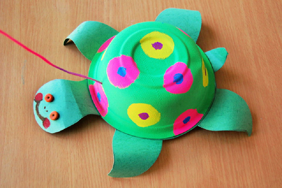 Cute Paper Bowl Turtle Craft for Preschoolers