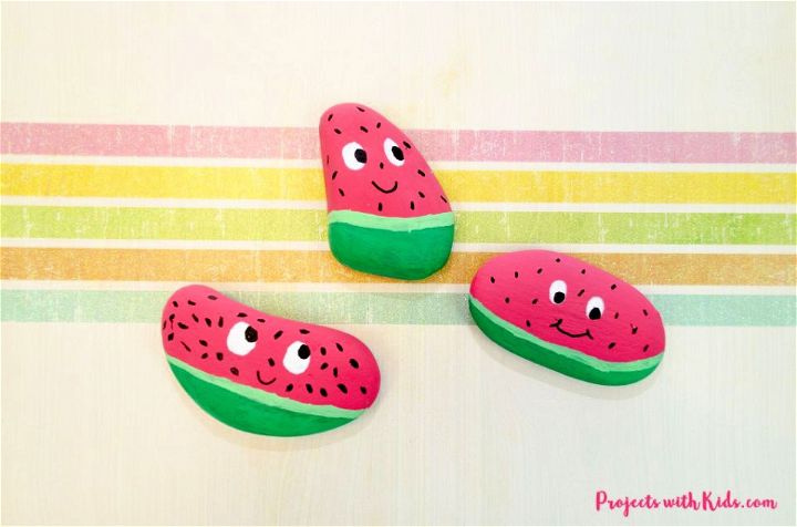 Cutest Watermelon Painted Rocks – Step by Step