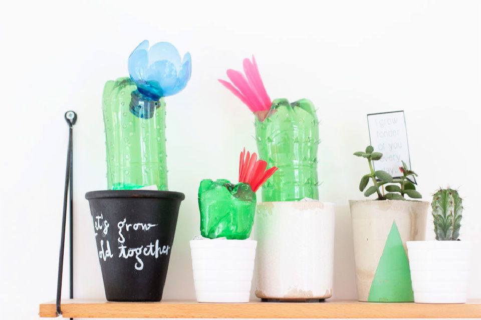 Make Cacti Lights Out of Plastic Bottles