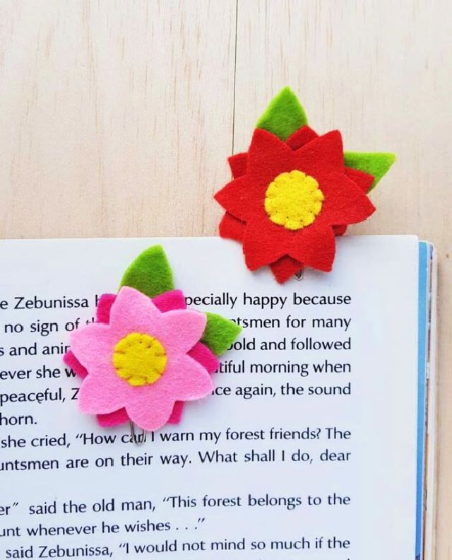 DIY Felt Flower Bookmarks for Kindergarten