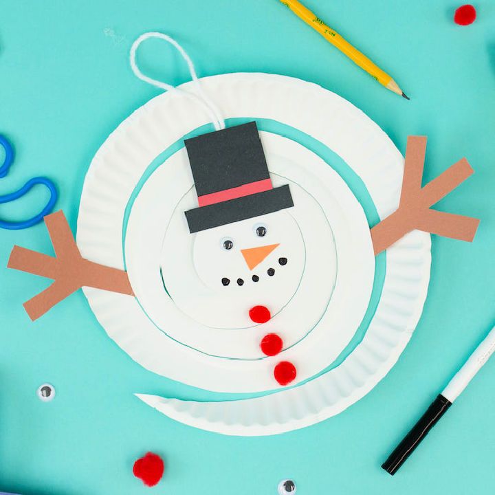 DIY Paper Plate Spiral Melting Snowman