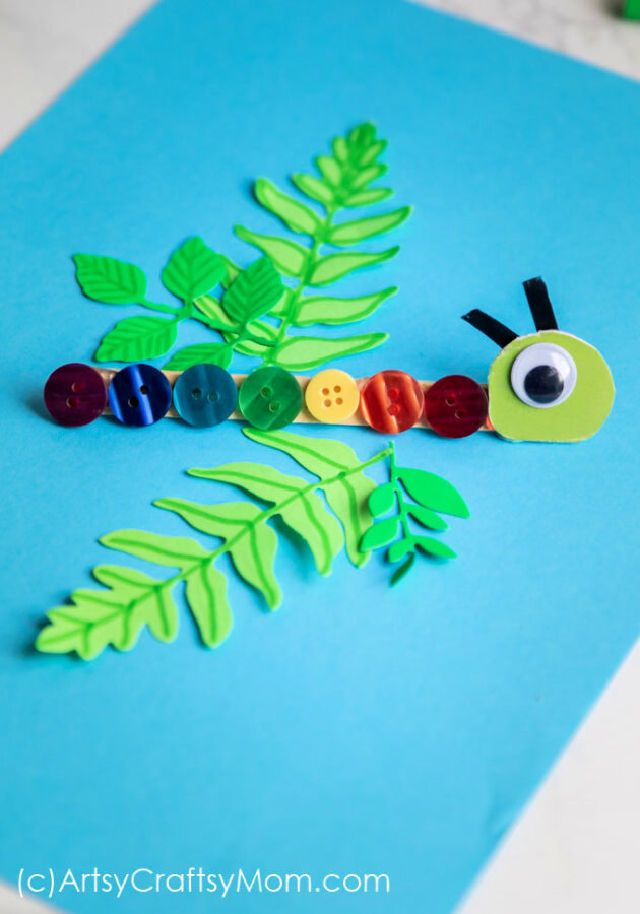 DIY Rainbow Button Caterpillar 
