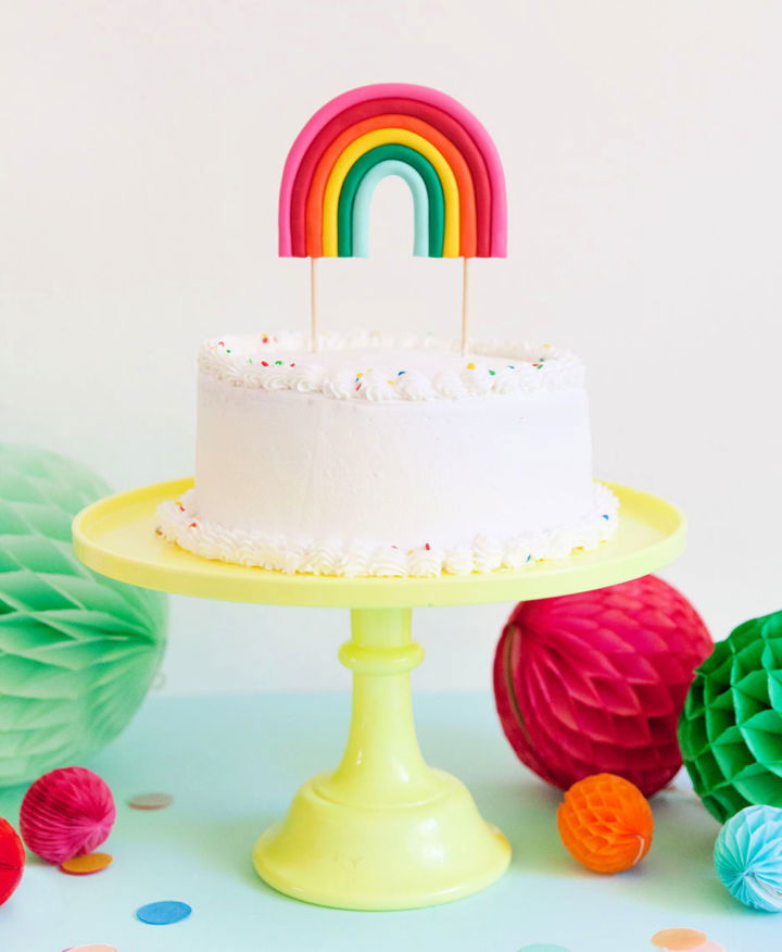 DIY Rainbow Sculpey Clay Cake Topper