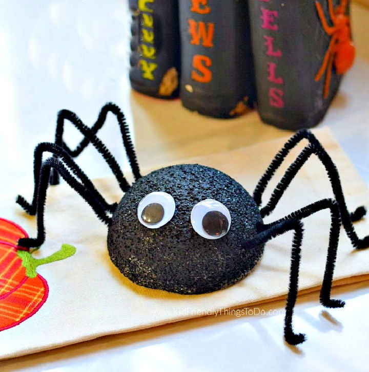 DIY Spider Using Half Styrofoam Ball