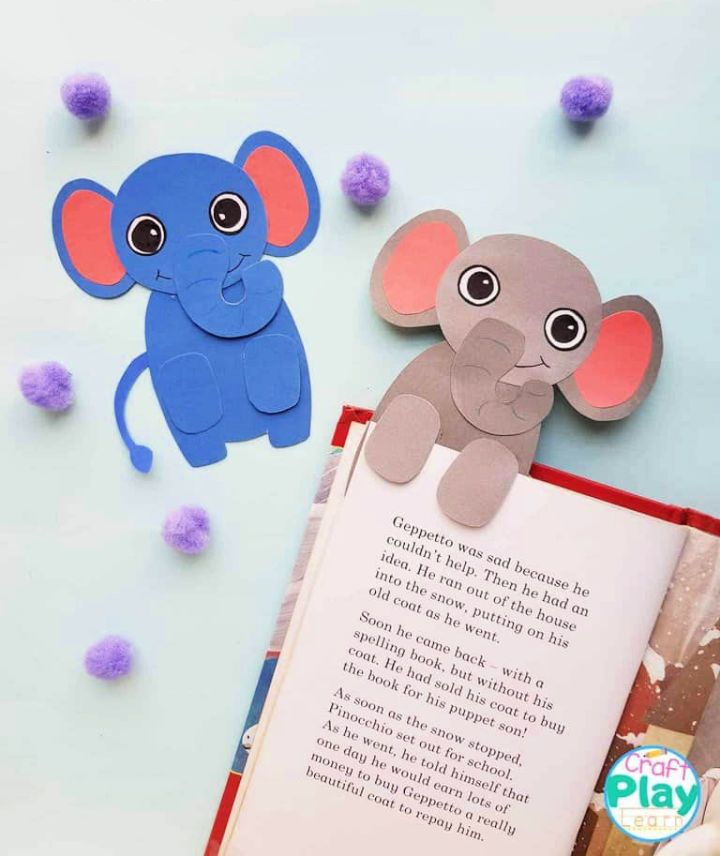 Easy Bookmark Elephant for Preschoolers