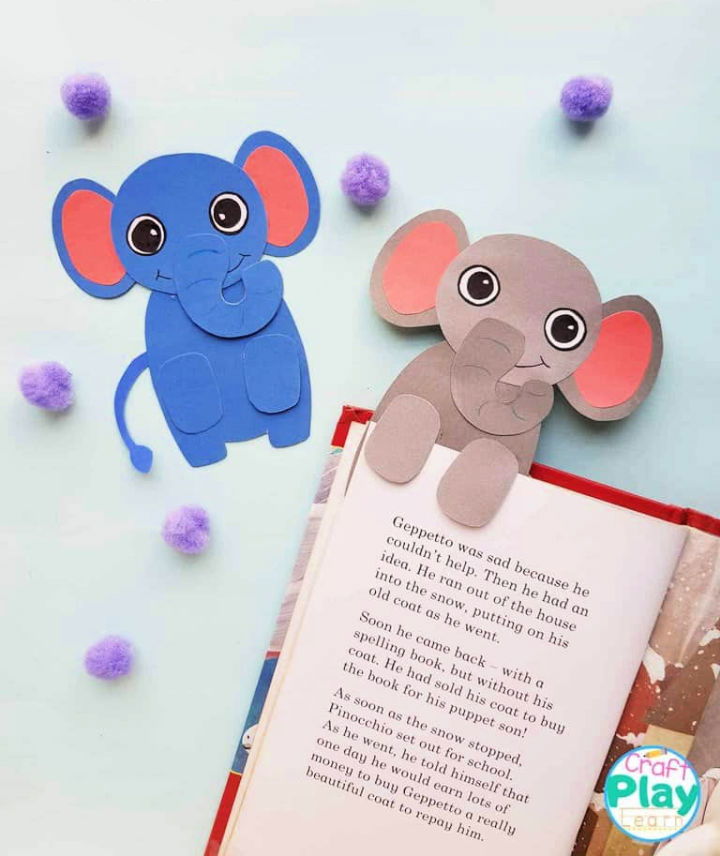 Easy Bookmark Elephant for Preschoolers