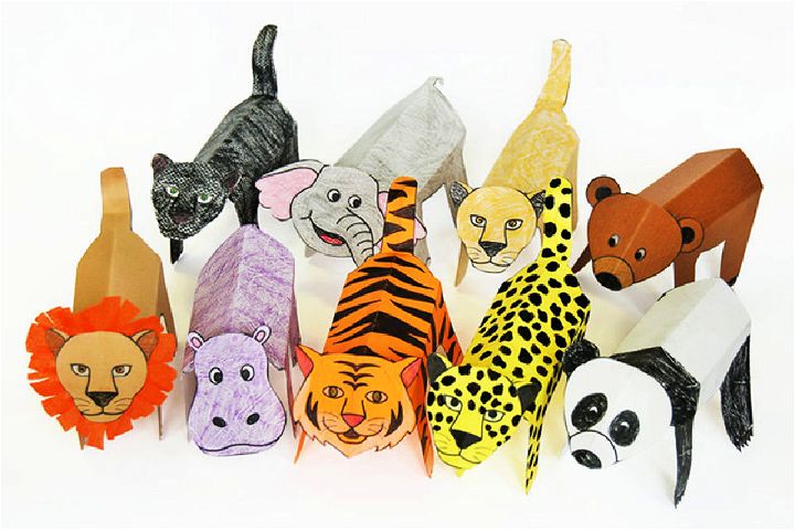 Folding Paper Zoo Animals Craft for Preschoolers