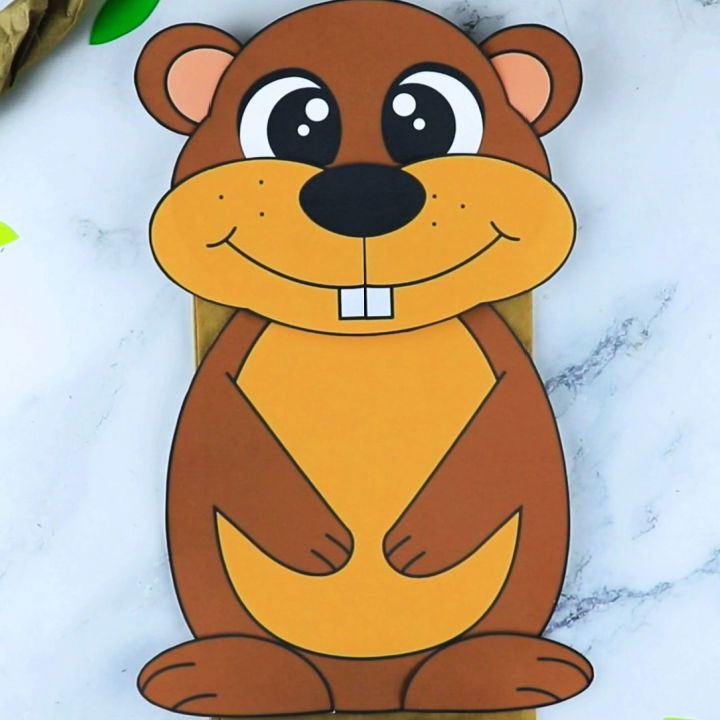 Free Printable Paper Bag Groundhog Puppet Templates