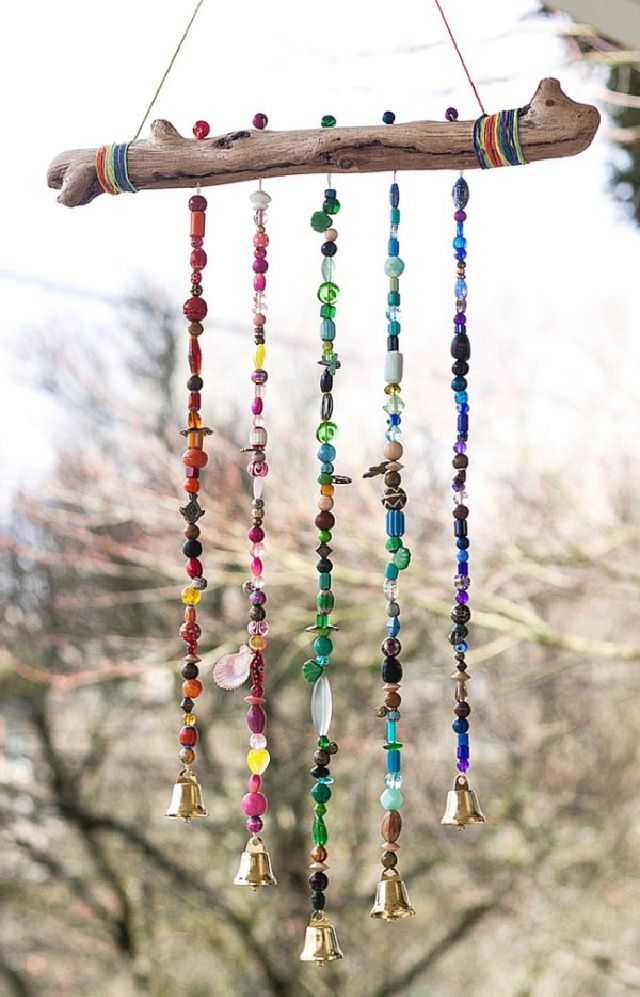 DIY Garden With Beaded Wind Chime