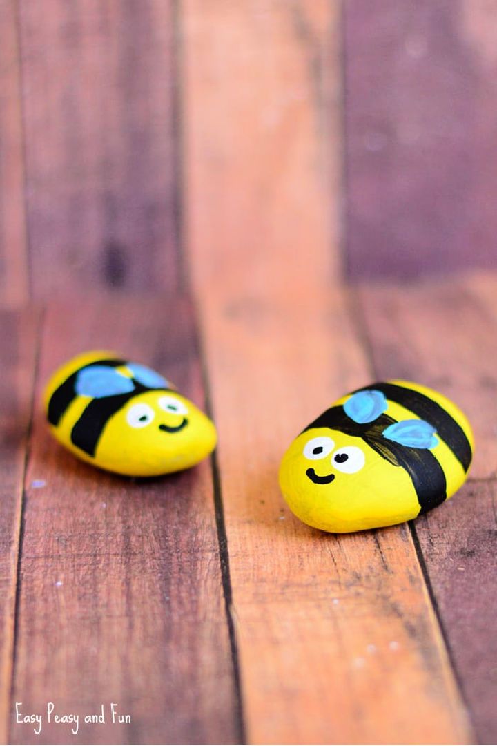 Handmade Bee Painted Rocks
