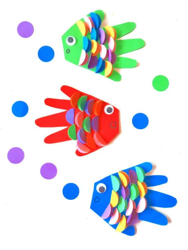 Handprint Rainbow Fish With Free Cut Outs