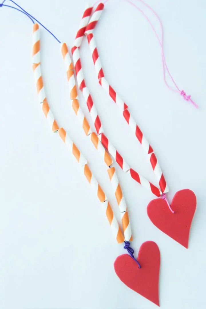 Heart Necklace Valentine’s Day Craft for Kids