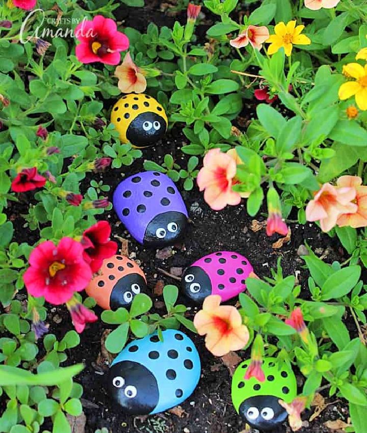 Ladybug Painted Rocks Craft for Camp 