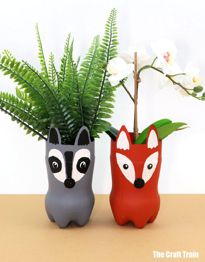 DIY Woodland Animal Plastic Bottle Planters