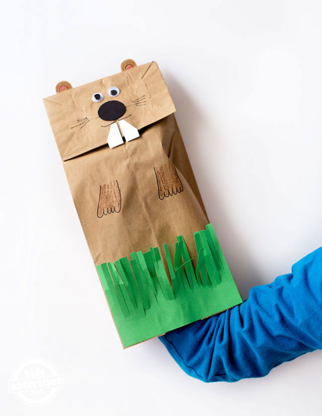 How to Make a Paper Bag Groundhog Puppet