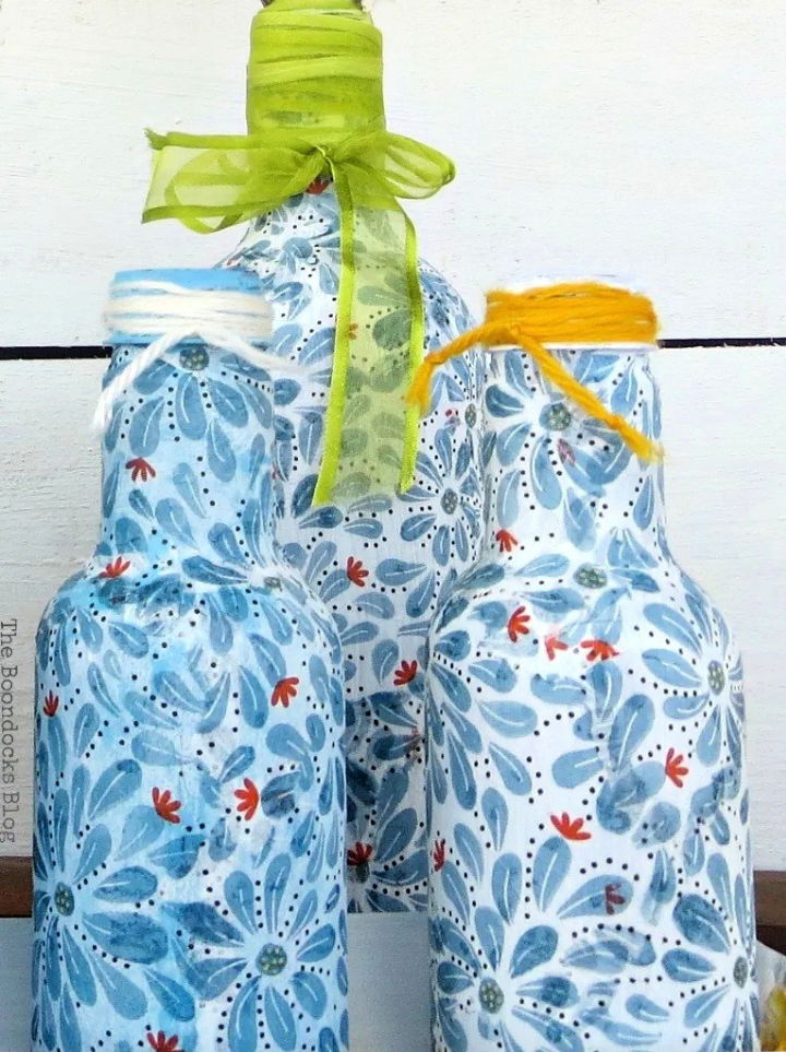 Decoupage Plastic Bottles With Napkins