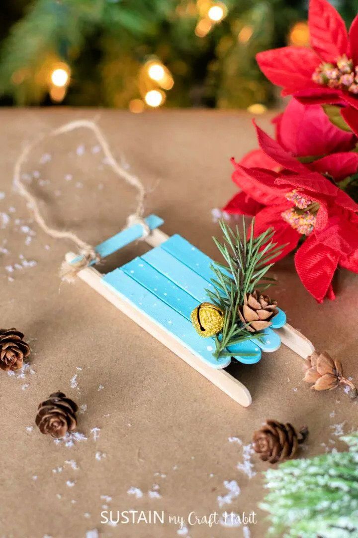 Make Your Own Popsicle Stick Sled Ornament