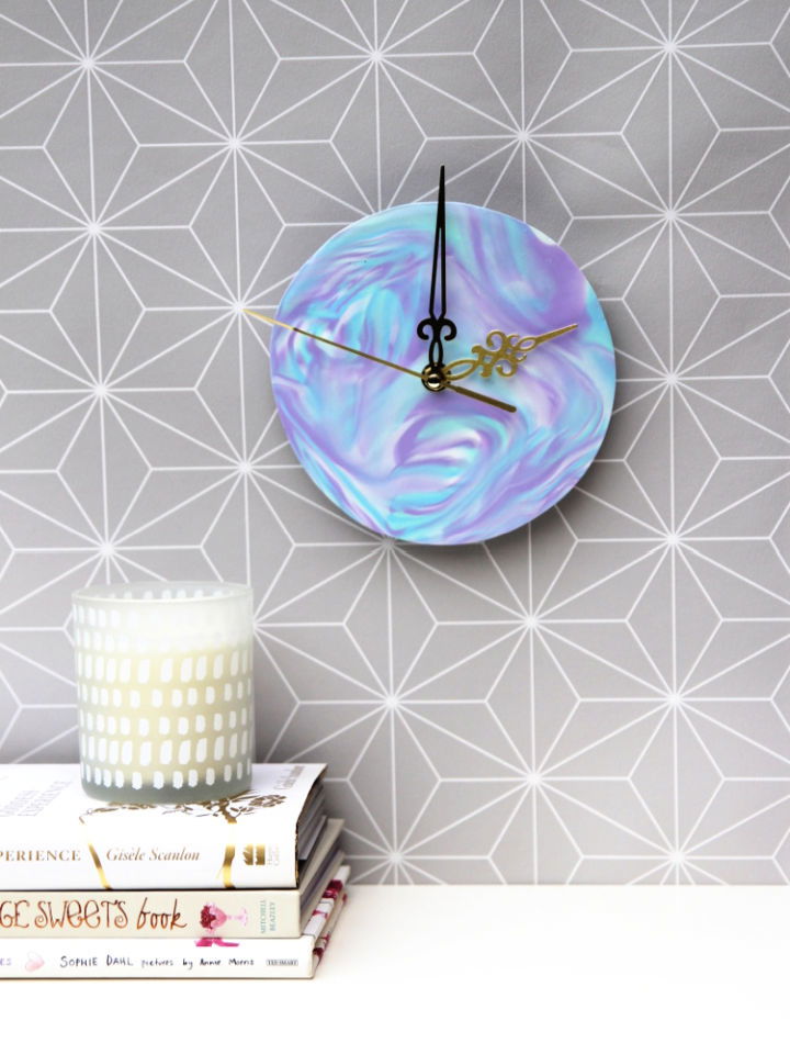 Marbled Clay Clock Craft for Adults